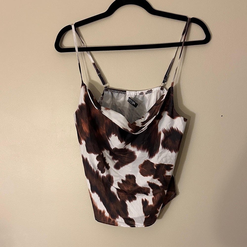 Nasty Gal Brown and White Patterned Camisole